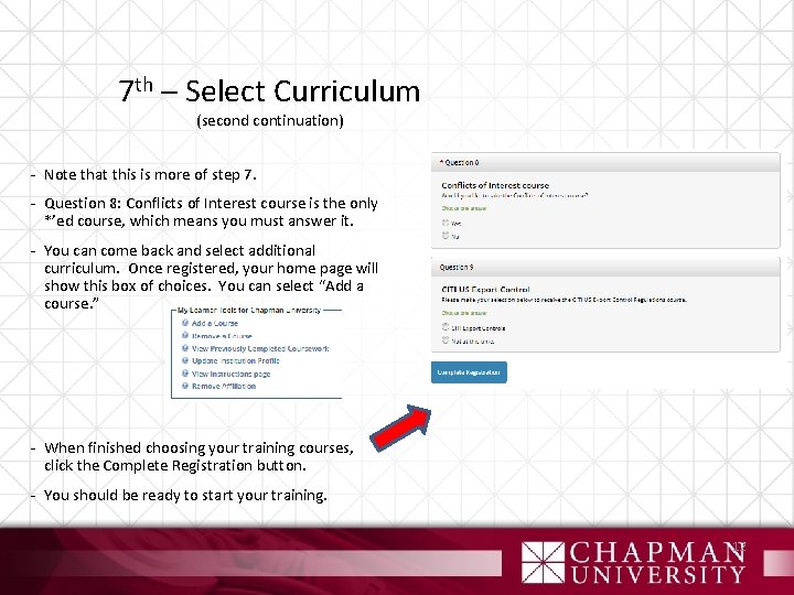 7 th – Select Curriculum (second continuation) - Note that this is more of
