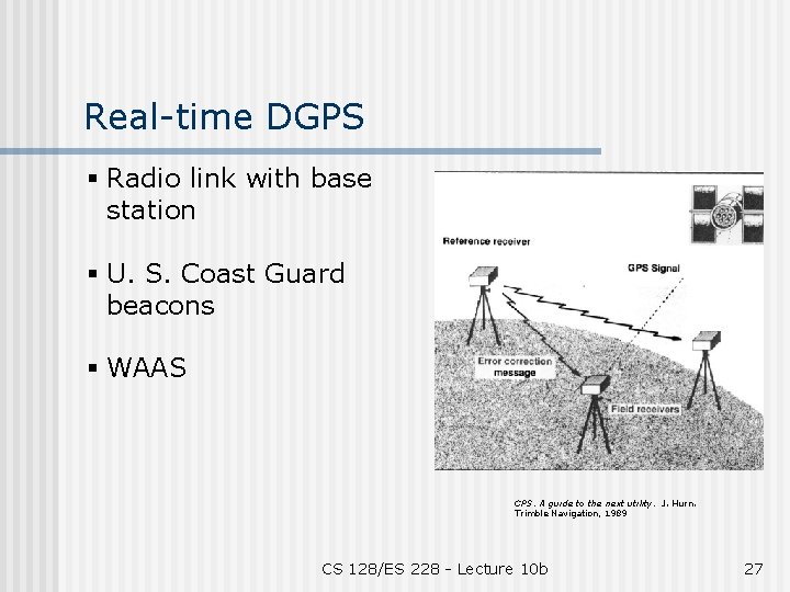 Real-time DGPS § Radio link with base station § U. S. Coast Guard beacons