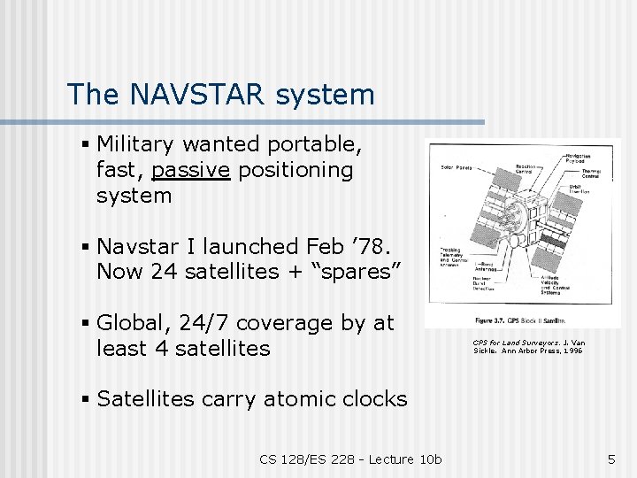 The NAVSTAR system § Military wanted portable, fast, passive positioning system § Navstar I