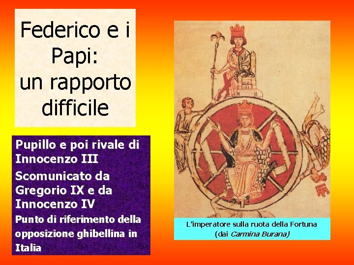 Federico e i Papi: un rapporto difficile Pupillo e poi rivale di Innocenzo III