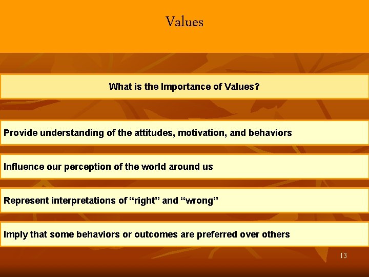 Values What is the Importance of Values? Provide understanding of the attitudes, motivation, and