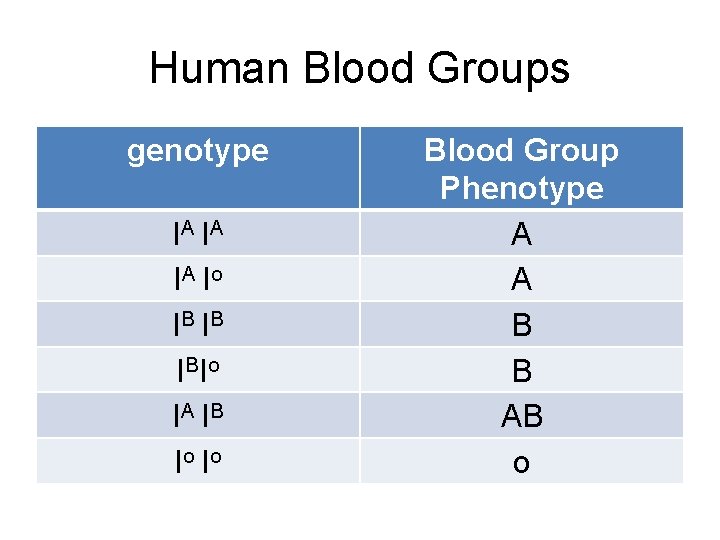 Human Blood Groups genotype IA IA IA Io IB IB IBIo IA IB Io Human Blood Groups genotype IA IA IA Io IB IB IBIo IA IB Io