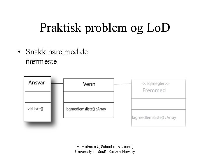 Praktisk problem og Lo. D • Snakk bare med de nærmeste V. Holmstedt, School