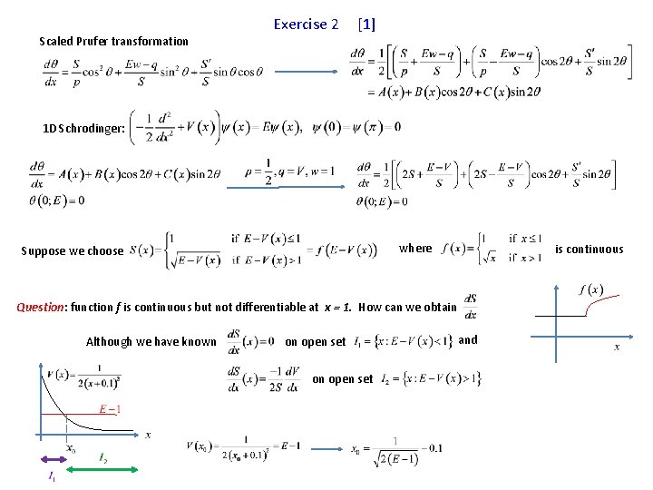 Exercise 2 [1] Scaled Prufer transformation 1 D Schrodinger: where Suppose we choose is