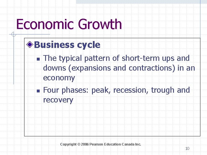 Economic Growth Business cycle n n The typical pattern of short-term ups and downs