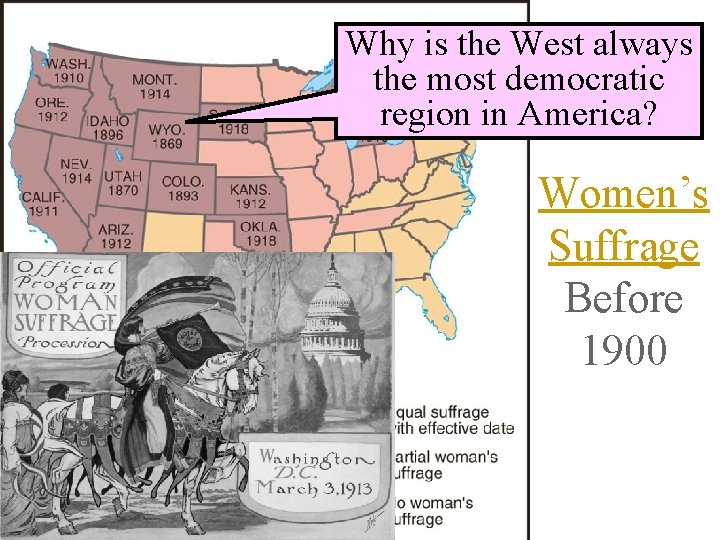 Why is the West always the most democratic region in America? Women’s Suffrage Before