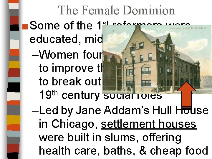 The Female Dominion ■ Some of the 1 st reformers were educated, middle-class women: