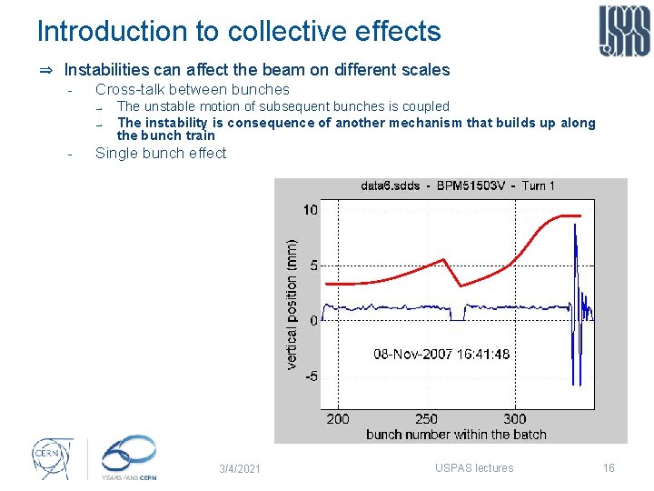 Introduction to collective effects ⇒ Instabilities can affect the beam on different scales Cross