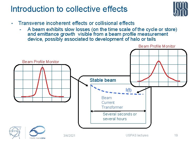Introduction to collective effects • Transverse incoherent effects or collisional effects A beam exhibits