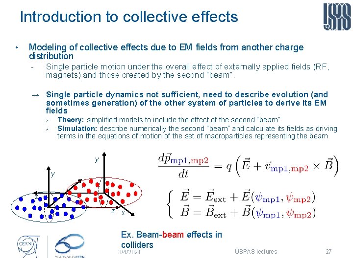 Introduction to collective effects • Modeling of collective effects due to EM fields from