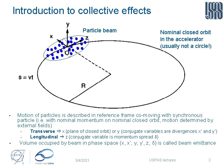 Introduction to collective effects Particle beam • Motion of particles is described in reference