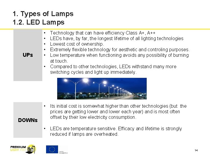 1. Types of Lamps 1. 2. LED Lamps UPs • • • Technology that