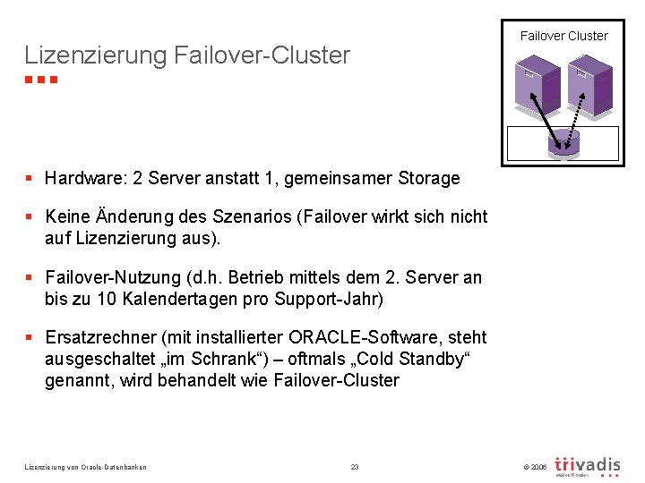 Failover Cluster Lizenzierung Failover-Cluster § Hardware: 2 Server anstatt 1, gemeinsamer Storage § Keine