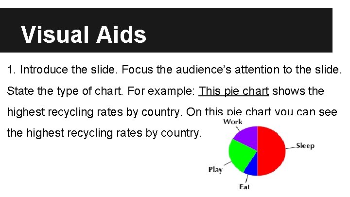 Visual Aids 1. Introduce the slide. Focus the audience’s attention to the slide. State