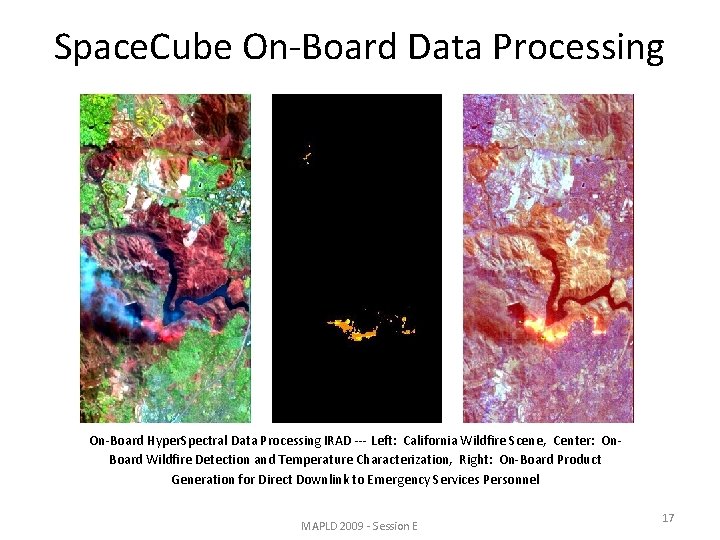 Space. Cube On-Board Data Processing On-Board Hyper. Spectral Data Processing IRAD --- Left: California