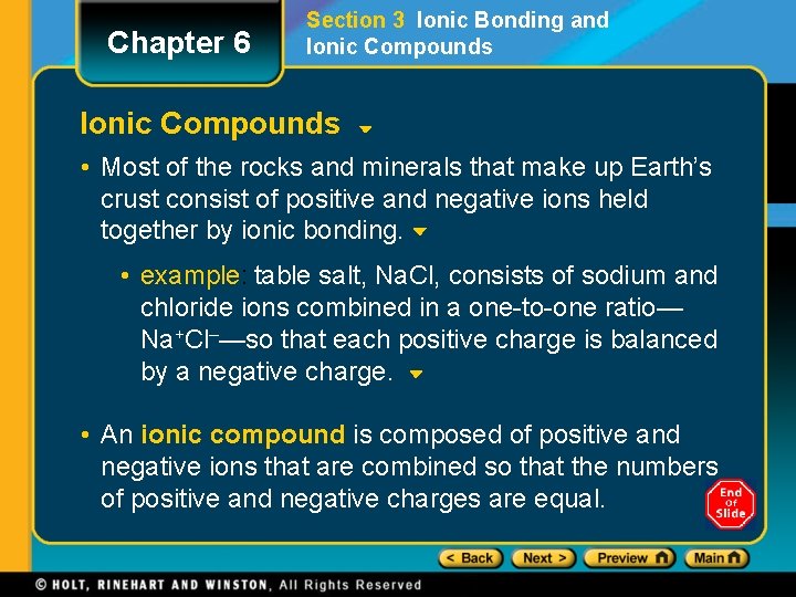 Chapter 6 Section 3 Ionic Bonding and Ionic Compounds • Most of the rocks