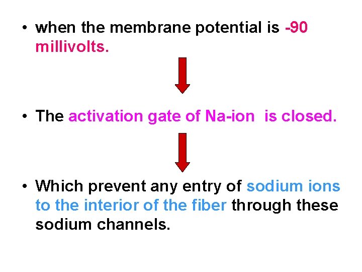  • when the membrane potential is 90 millivolts. • The activation gate of
