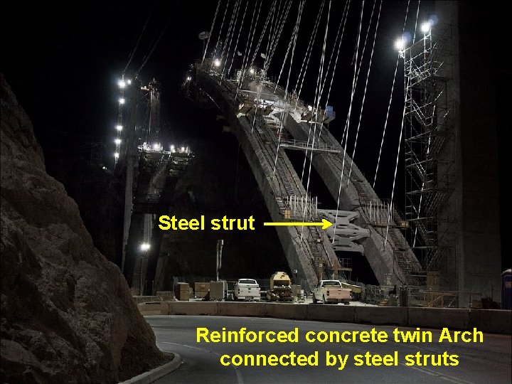 Steel strut Reinforced concrete twin Arch connected by steel struts 