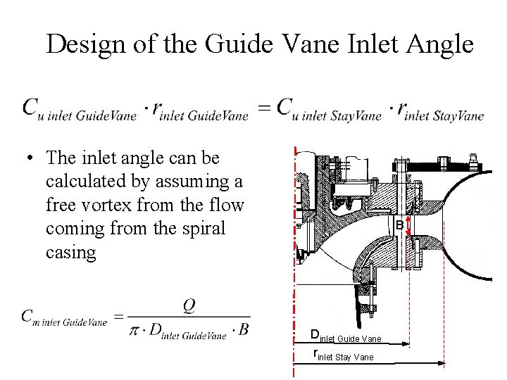 Design of the Guide Vane Inlet Angle • The inlet angle can be calculated