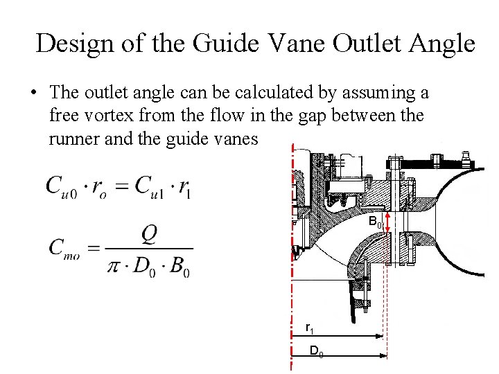 Design of the Guide Vane Outlet Angle • The outlet angle can be calculated