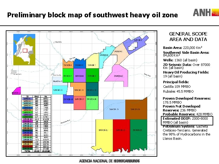 Preliminary block map of southwest heavy oil zone GENERAL SCOPE AREA AND DATA Basin