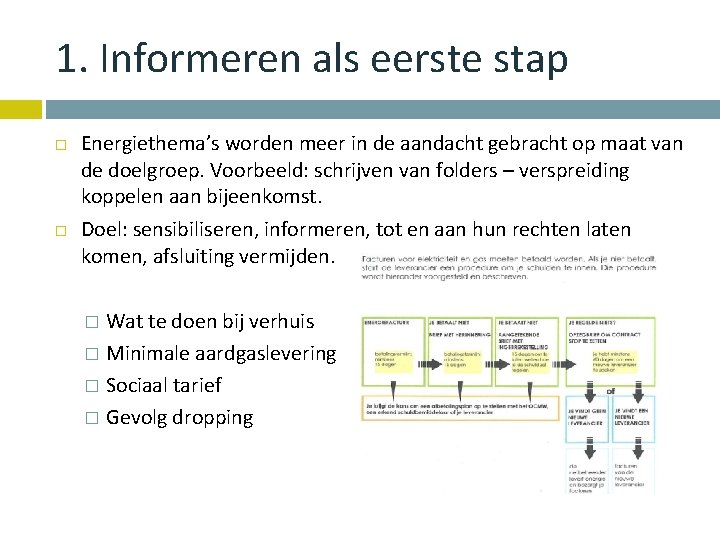 1. Informeren als eerste stap Energiethema’s worden meer in de aandacht gebracht op maat