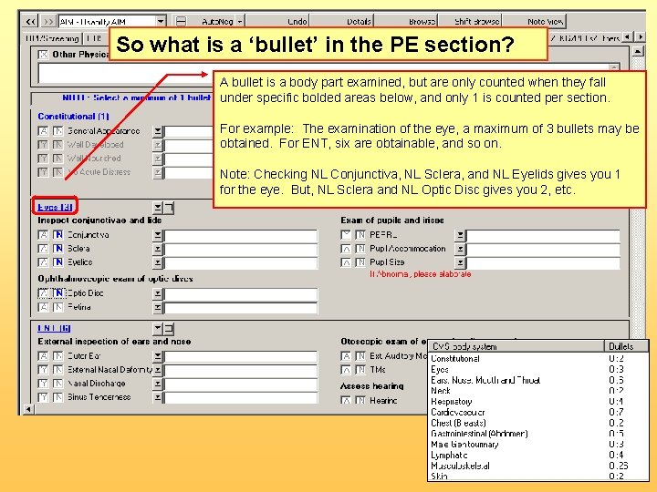 So what is a ‘bullet’ in the PE section? A bullet is a body