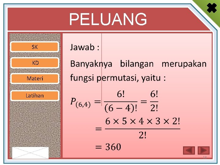 PELUANG SK • KD Materi Latihan By : Novitasari 18 