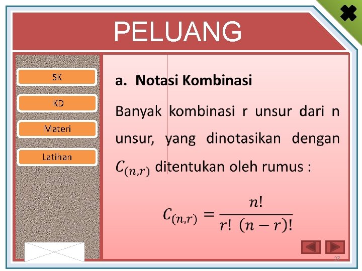 PELUANG SK • KD Materi Latihan By : Novitasari 27 