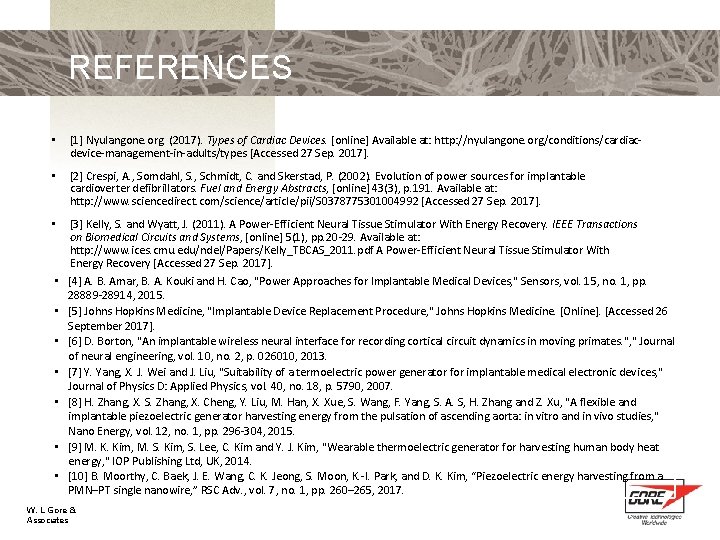 REFERENCES • [1] Nyulangone. org. (2017). Types of Cardiac Devices. [online] Available at: http: