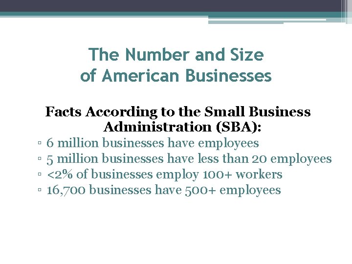 The Number and Size of American Businesses Facts According to the Small Business Administration