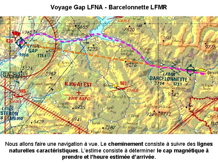 Voyage Gap LFNA - Barcelonnette LFMR Nous allons faire une navigation à vue. Le