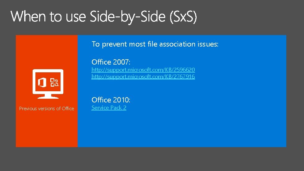 To prevent most file association issues: Office 2007: http: //support. microsoft. com/KB/2596620 http: //support.