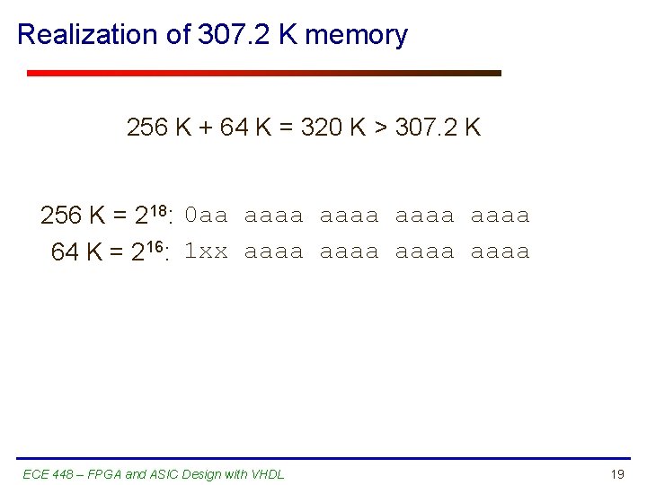 Realization of 307. 2 K memory 256 K + 64 K = 320 K