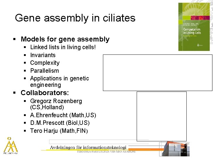 Gene assembly in ciliates § Models for gene assembly § § § Linked lists