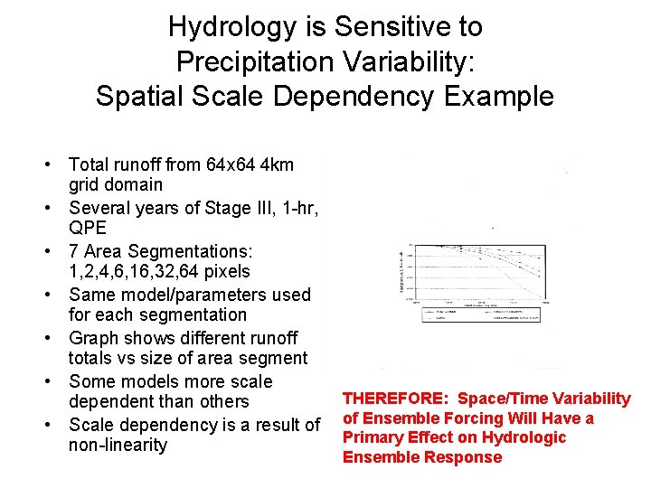 Hydrology is Sensitive to Precipitation Variability: Spatial Scale Dependency Example • Total runoff from