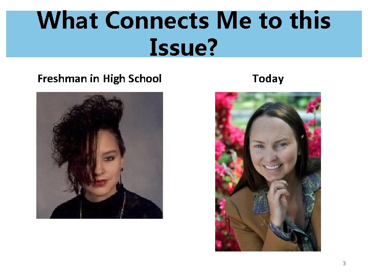 What Connects Me to this Issue? Freshman in High School Today 3 