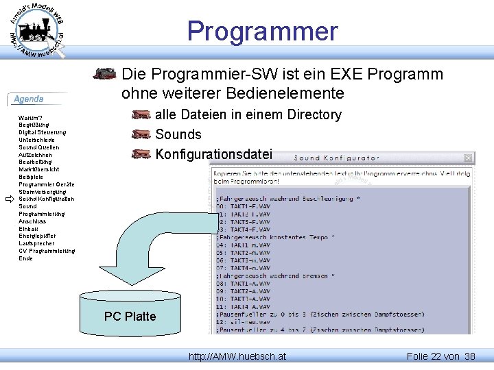 Programmer Die Programmier-SW ist ein EXE Programm ohne weiterer Bedienelemente Warum? Begrüßung Digital Steuerung