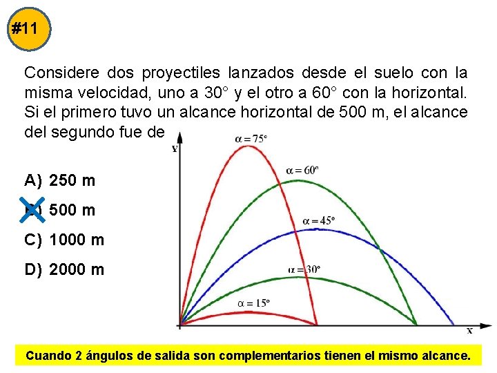 #11 Considere dos proyectiles lanzados desde el suelo con la misma velocidad, uno a