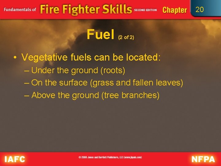 20 Fuel (2 of 2) • Vegetative fuels can be located: – Under the