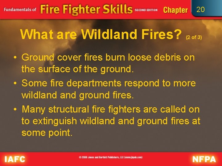 20 What are Wildland Fires? (2 of 3) • Ground cover fires burn loose