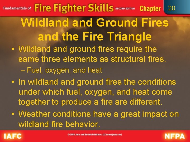 20 Wildland Ground Fires and the Fire Triangle • Wildland ground fires require the