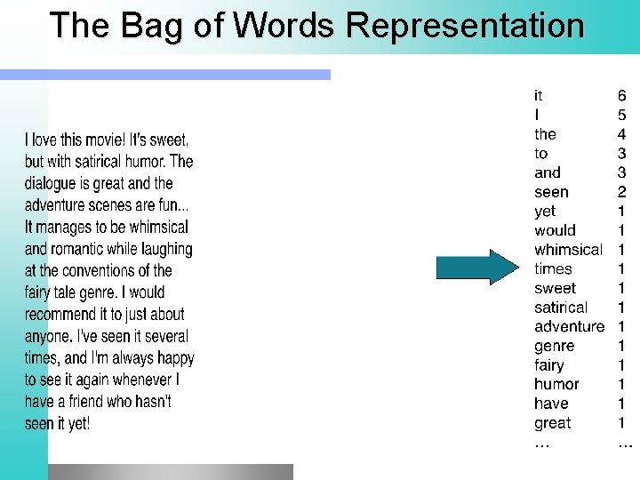 The Bag of Words Representation 