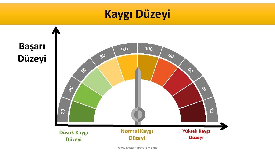 Kaygı Düzeyi Başarı Düzeyi 100 40 40 20 20 Düşük Kaygı Düzeyi 80 60