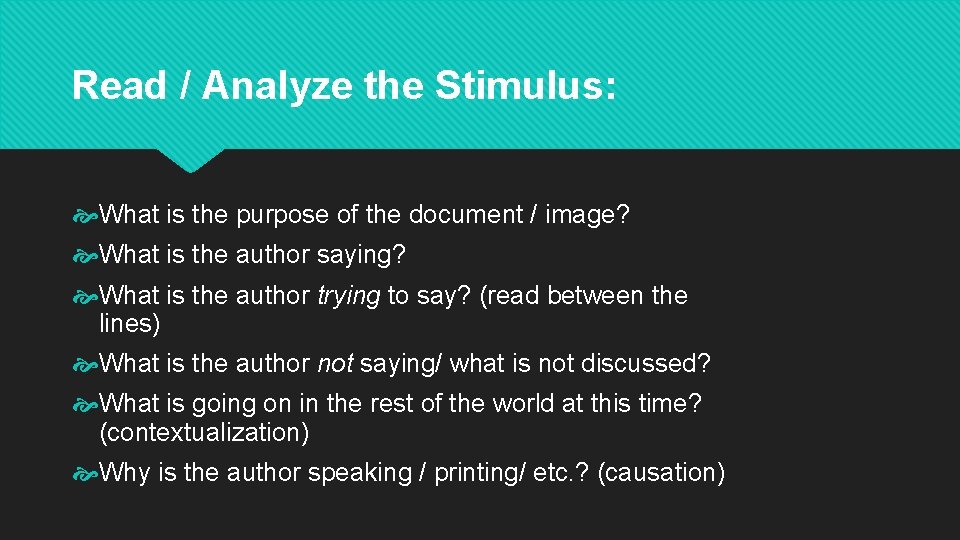 Read / Analyze the Stimulus: What is the purpose of the document / image?