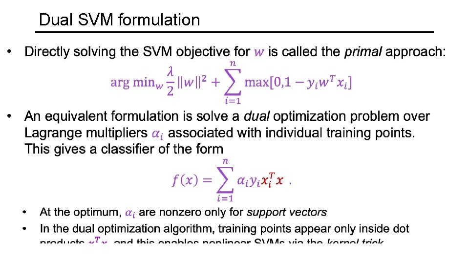 Dual SVM formulation 