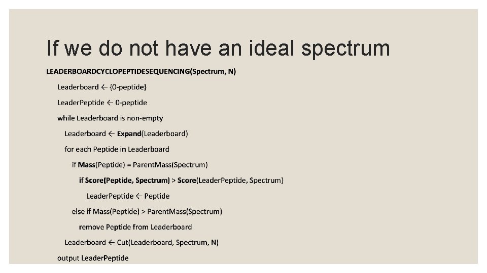 If we do not have an ideal spectrum 