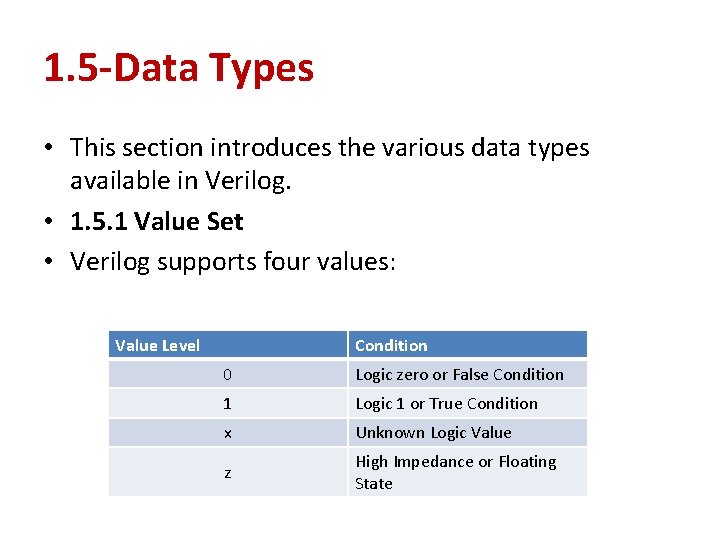 1. 5 -Data Types • This section introduces the various data types available in 1. 5 -Data Types • This section introduces the various data types available in