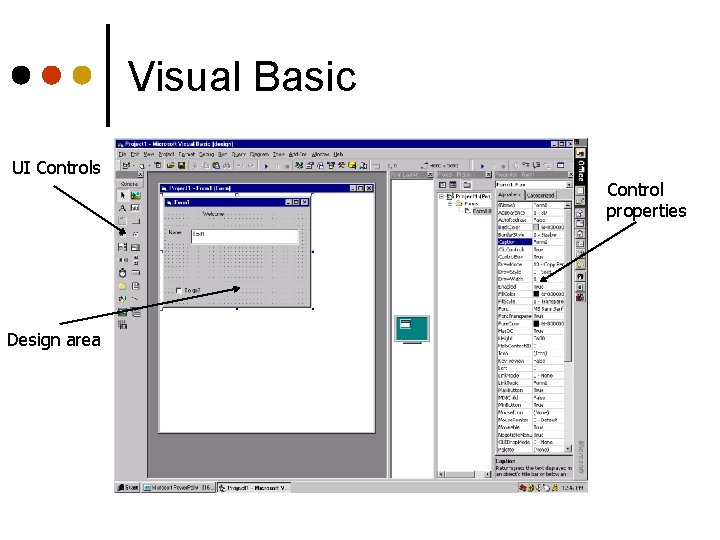Visual Basic UI Controls Design area Control properties 