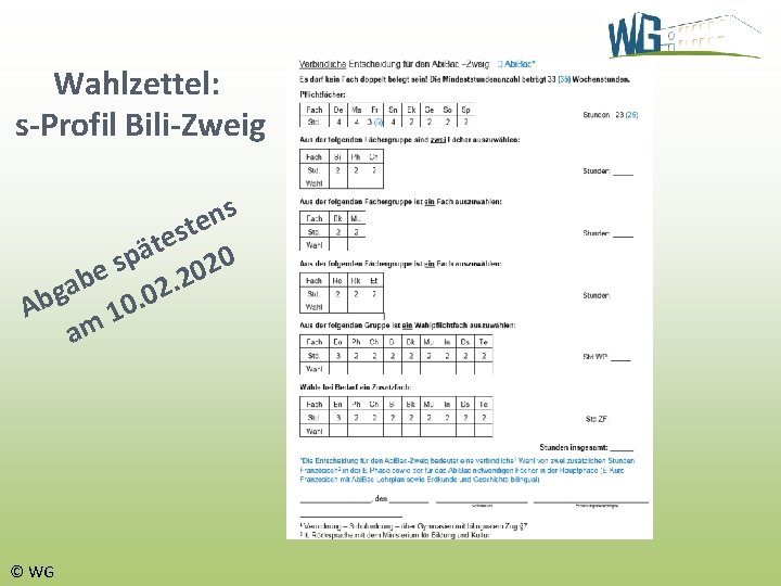 Wahlzettel: s-Profil Bili-Zweig s n e t s e t ä p 0 s